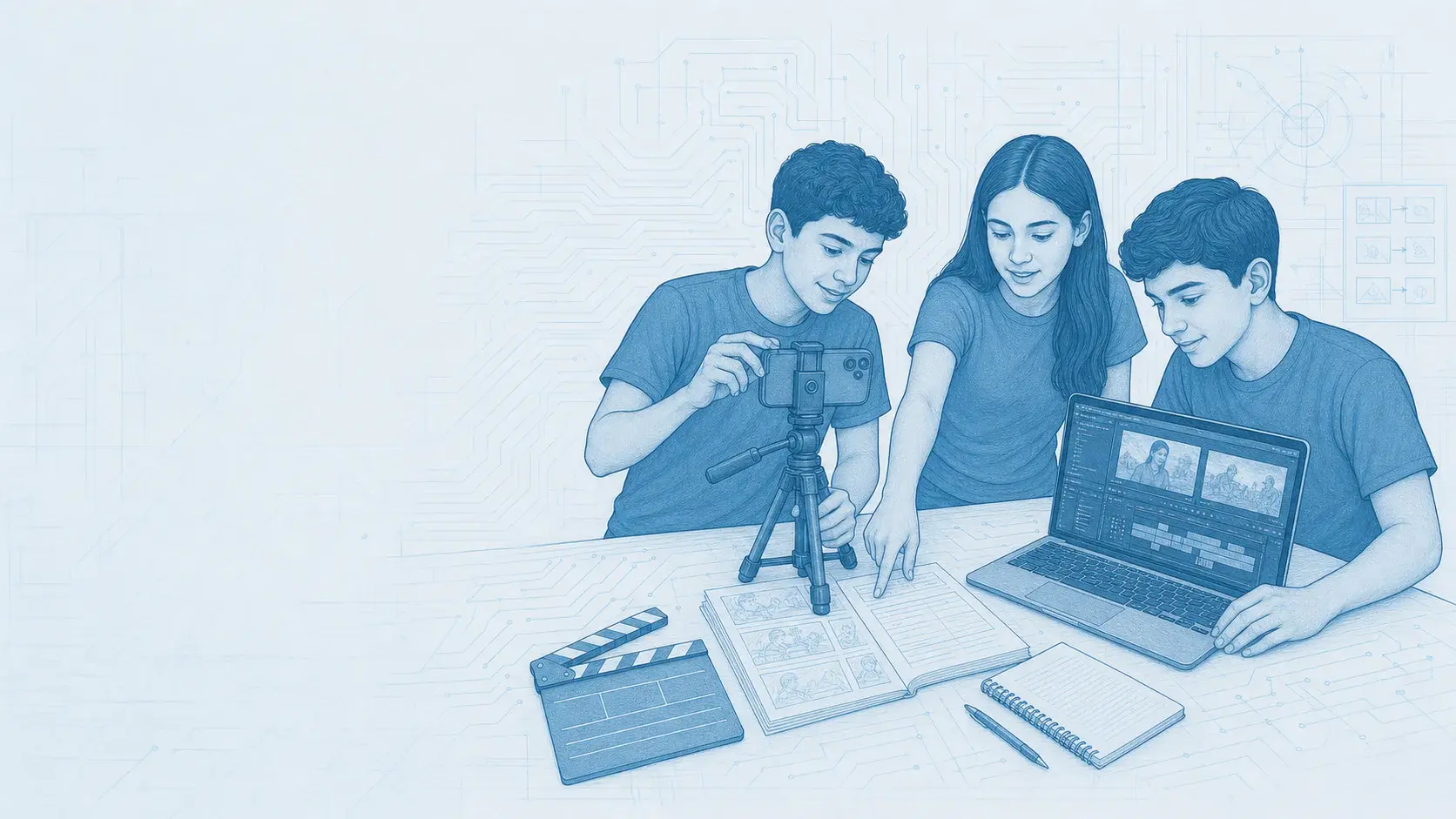Estudiantes planifican, graban y editan una serie de contenido digital