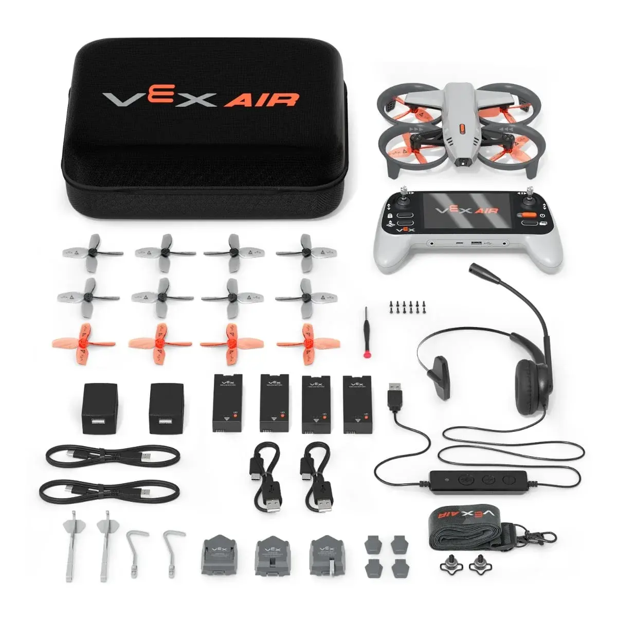 VEX AIR Competition Drone kit with accessories.
