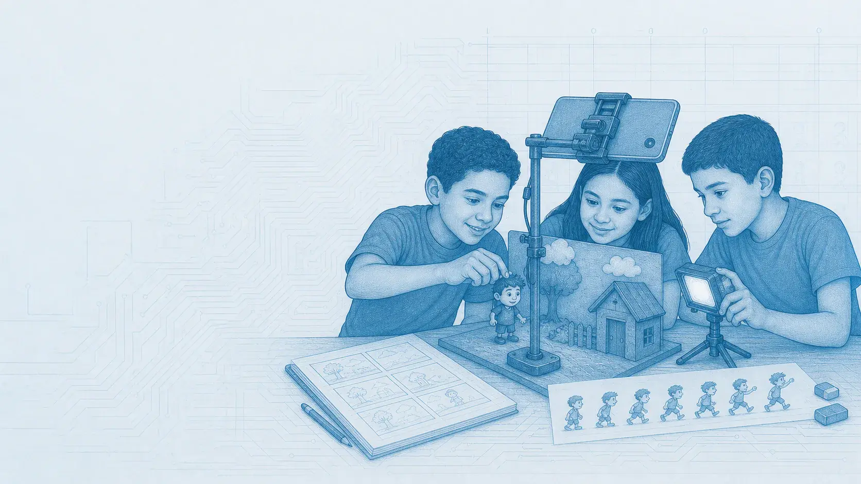 Estudiantes animan personajes cuadro a cuadro en un set de stop motion