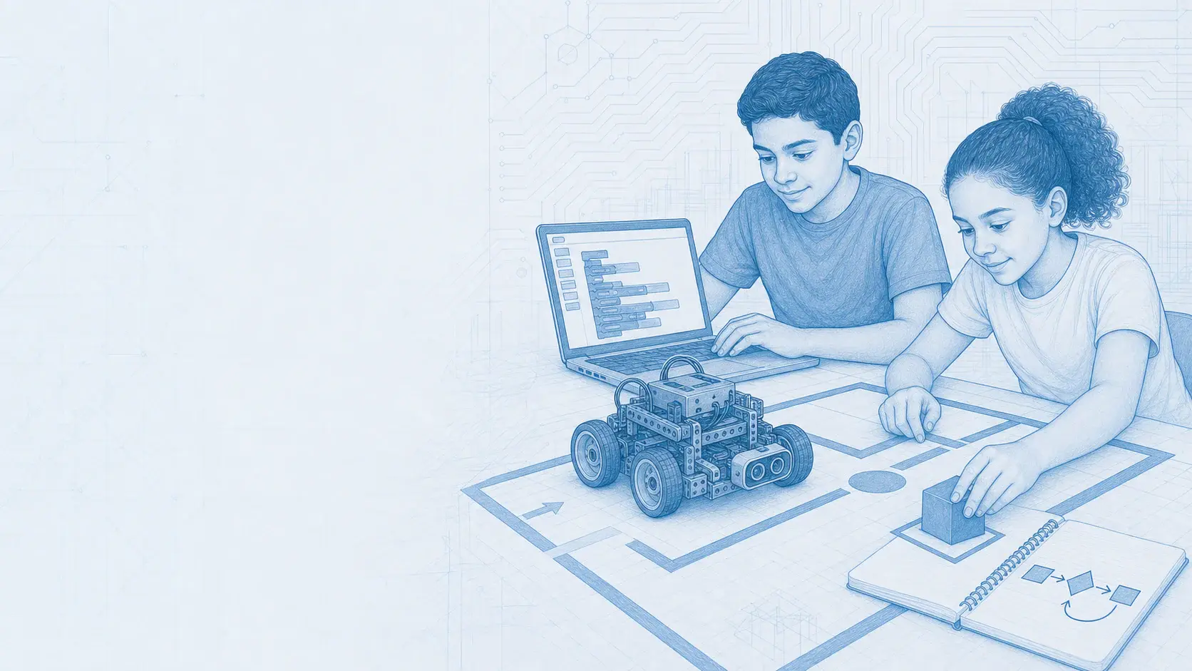 Estudiantes programan y prueban una rutina autónoma con un robot VEX IQ
