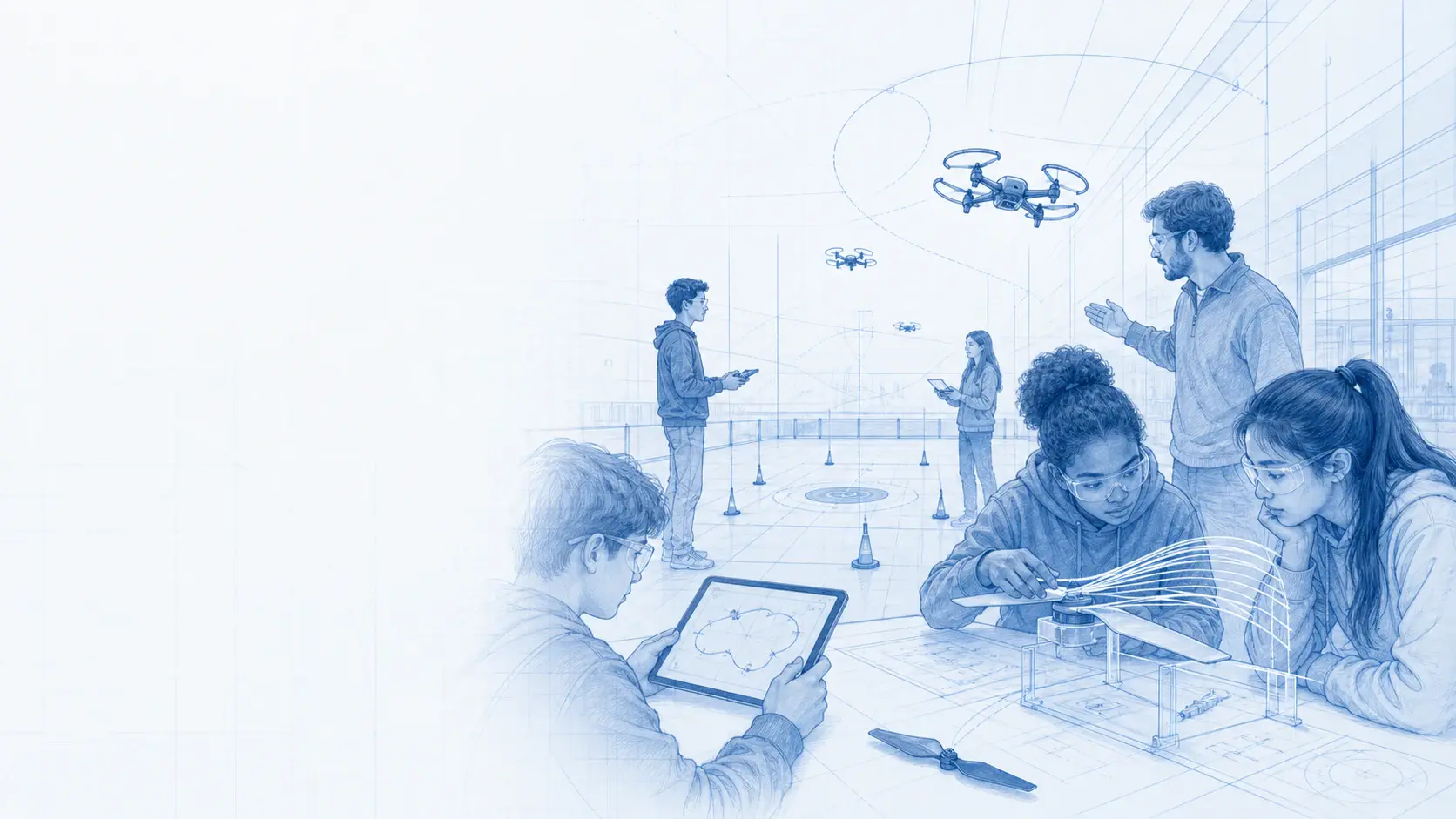 Estudiantes investigan aerodinámica, programación y vuelo preciso con drones educativos